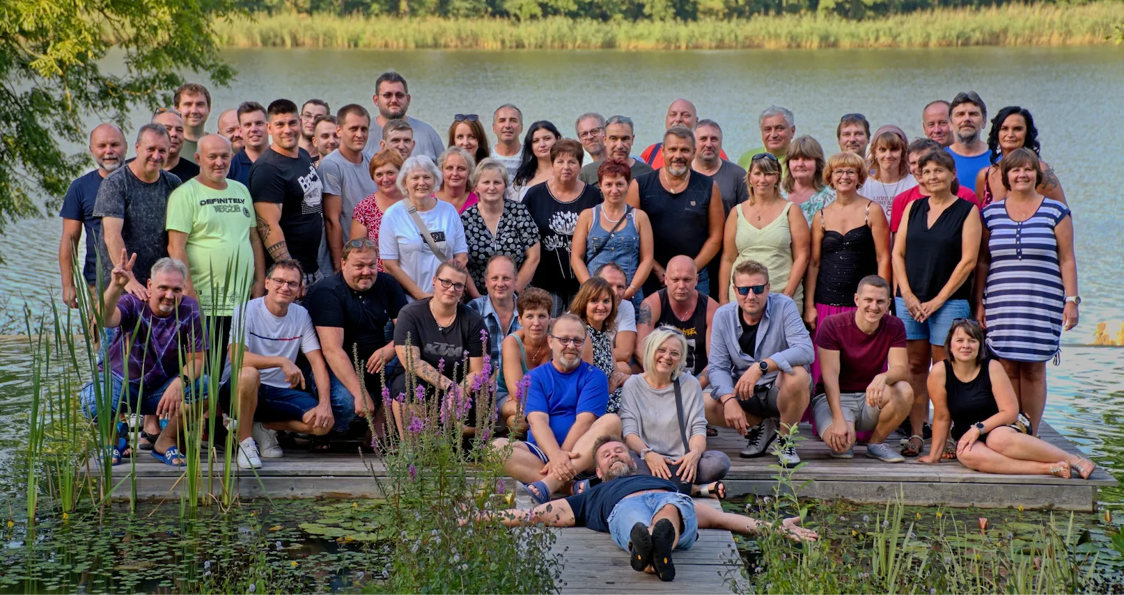 Mitarbeiter von ORPA Papír bei einer Firmenveranstaltung im Schwimmbad Lanškroun